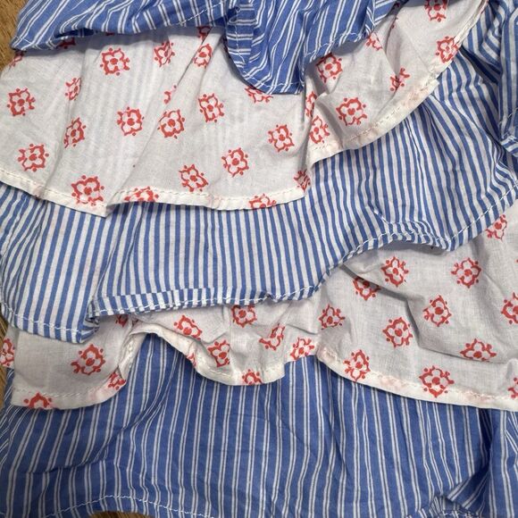 Oshkosh B'gosh 4T Denim Floral Stripe Skirt Tiered Jumper Dress Overall Vestbak - Picture 5 of 9